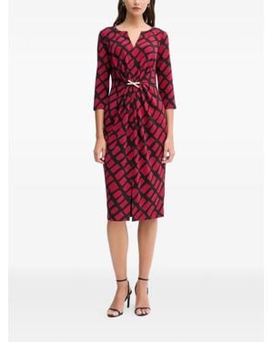 Joseph Ribkoff Printed Knotted Midi Dress - Red
