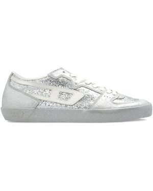 DIESEL S-Leroji-D1 Glittered Panelled Trainers - White