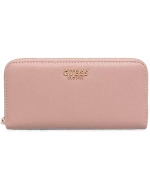 Guess Amorette Logo-Plaque Zip-Around Wallet - Pink