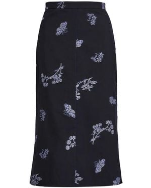 Erdem Floral Midi Pencil Skirt - Blue