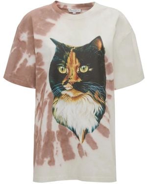JW Anderson Cat-Print Organic Cotton T-Shirt - Grey