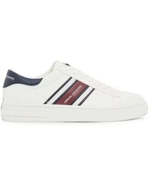 ARMANI EXCHANGE Logo-Print Striped Trainers - White