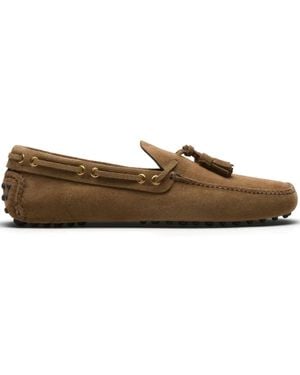 Car Shoe Tassel-Detail Suede Boat Shoes - Brown