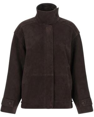 ROTATE BIRGER CHRISTENSEN High-Neck Leather Jacket - Black