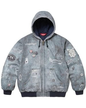 Supreme Bomber Con Effetto Trompe L'Oeil - Blu