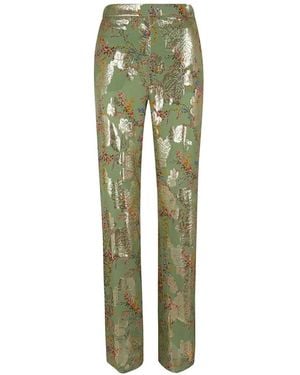 Valentino Garavani Floral-Brocade Trousers - Green
