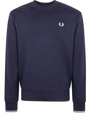 Fred Perry Laurel-Embroidered Cotton Sweatshirt - Blue