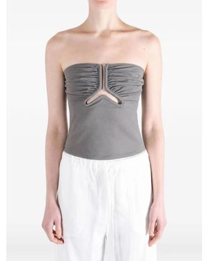 Rick Owens Cut-Out Ruched Top - Grey