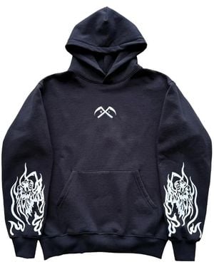 Warren Lotas Fast Reaper Embroidery Sleeve Print Hoodie - Blue