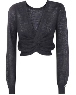 Twinset Twist-Front Cropped Jumper - Black