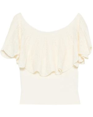 Ba&sh Salda Ruffled Off-The-Shoulder Top - Natural
