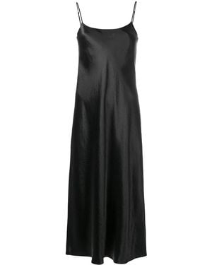Vince Sleeveless Satin Slip Midi Dress - Black