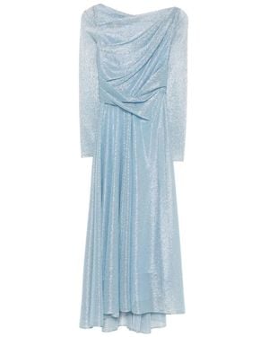Talbot Runhof Draped Long-Sleeve Dress - Blue