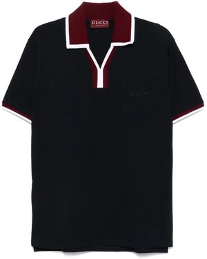 Gucci Polo con ribete de bolsillo - Negro