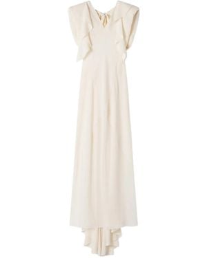 Lanvin Ruffled V-Neck Maxi Dress - White