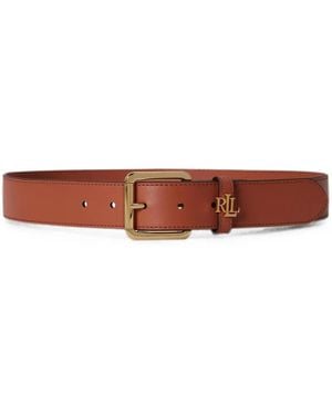 Ralph Lauren Cinturón Fino Con Logo - Blanco