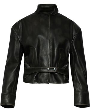 Christopher Esber Burnished Belted Leather Jacket - Schwarz