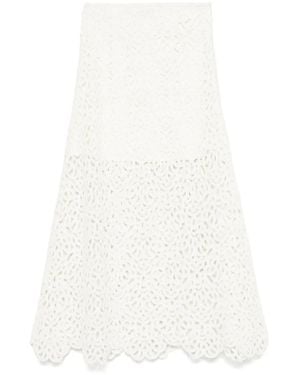 Maje Falda larga bordada - Blanco