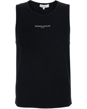 Maison Kitsuné Logo Sleeveless Top - Black