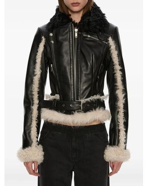 Christopher Esber Chaqueta Biker Tyler Con Ribete De Pelo De Borrego - Negro