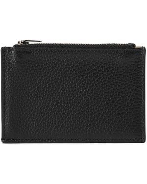 Doucal's Tumbled Leather Zip Card Holder - Black