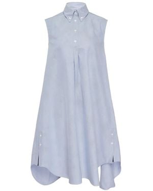 Thom Browne Sleeveless Oversized Shirt Midi Dress - Blue