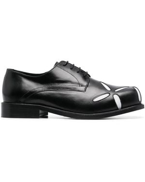 STEFAN COOKE Slashed Square-Toe Derby Shoes - Black