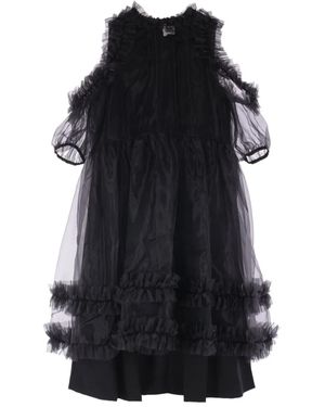 Noir Kei Ninomiya Robe Mi-Longue À Volants - Noir