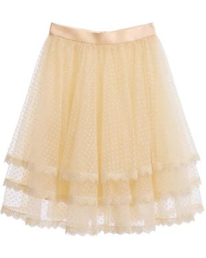 Gemy Maalouf Layered Lace-Trim Skirt - Natural