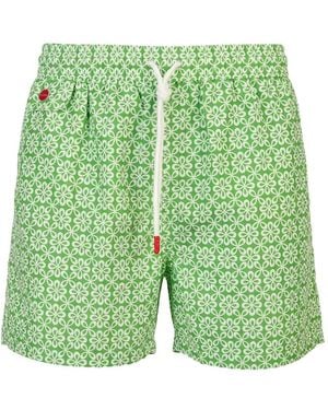 Kiton Floral-Print Swim Shorts - Green