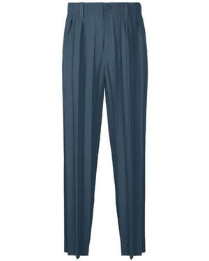 Homme Plissé Issey Miyake Edge Pleated Trousers - Blue