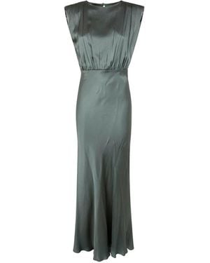 Semicouture Casilda Pleated-Bodice Sleeveless Maxi Dress - Green