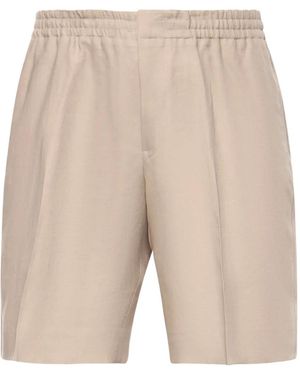 ZEGNA Elasticated-Waistband Pressed-Crease Shorts - Natural