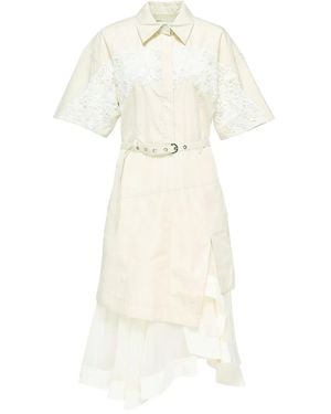 3.1 Phillip Lim レースパネル ベルテッドシャツドレス - ホワイト