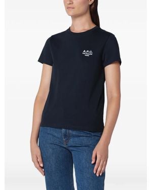 A.P.C. Rue Madame Logo-Embroidered T-Shirt - Blue