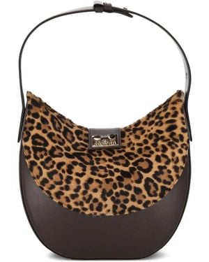 Rodo Schultertasche mit Leoparden-Print - Braun