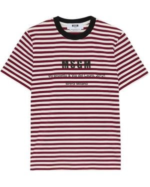 MSGM Striped Crew Neck T-Shirt - Red