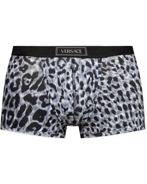 Versace Leopard-Print Waistband Boxers - Black