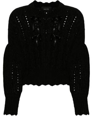 Simone Rocha Ribbon-Detail Lace-Stitch Jumper - Black
