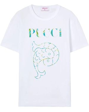 PUCCI T -shirt Met Logo - Wit