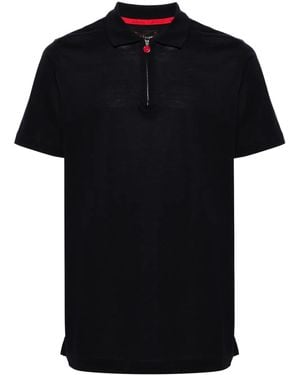 Kiton ハーフジップ ピケ ポロシャツ - ブラック