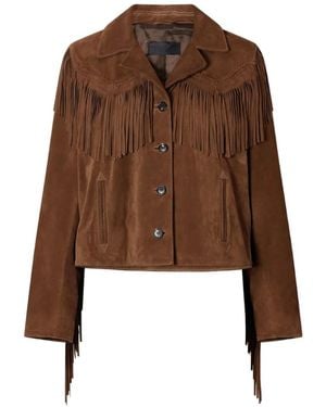 Nili Lotan Eloi Fringe-Trimmed Suede Jacket - Brown