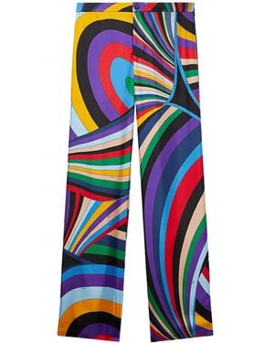 PUCCI Iride-Print Silk Trousers - Blue