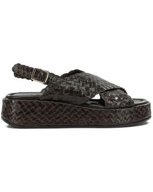 Toni Pons Woven Crossover-Strap Sandals - Black