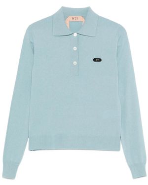 N°21 Button-Fastening Polo Top - Blue