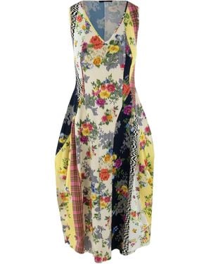 High Floral-Print Dress - Natural