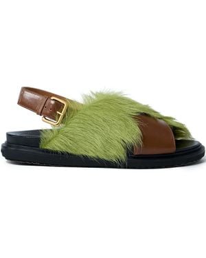 Marni Calf-Hair Sandals - Green