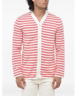 Comme des Garçons Striped V-Neck Cardigan - Red