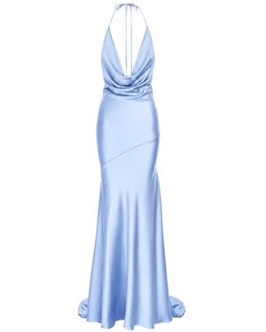 ROSERRY Cowl-Neck Halterneck Dress - Blue