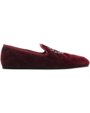 Burberry Estate Quilted Crest Loafers - Red